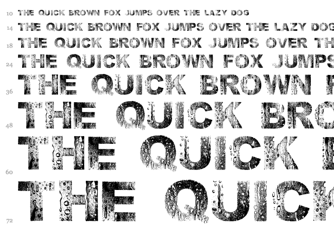 Wet Arial font waterfall